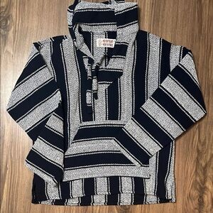 Men's Navy and White Striped Hoodie